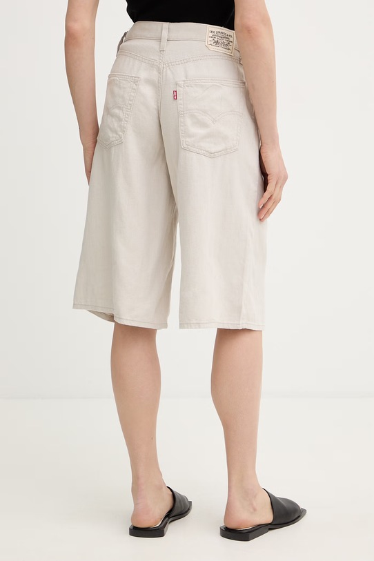 Odzież Levi's szorty damskie lniane SUPER BAGGY LONG 008DW szary