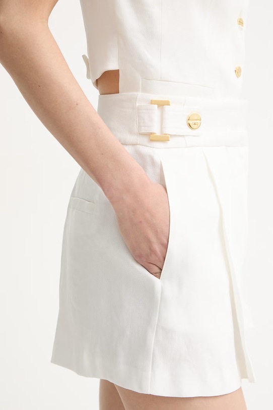 Elisabetta Franchi σορτς γυναικεία με λινό μπεζ SH01162E2