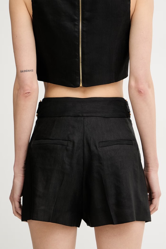 Ρούχα Elisabetta Franchi σορτς γυναικεία με λινό SH01162E2 μαύρο