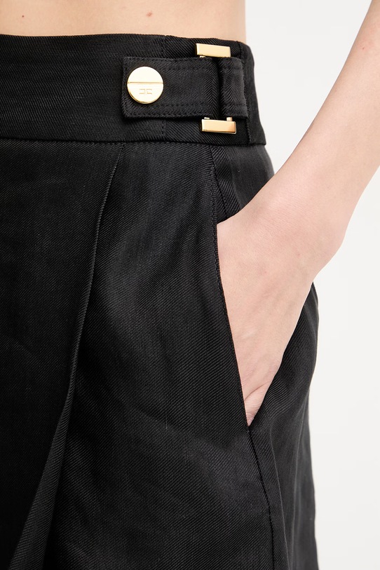 Elisabetta Franchi σορτς γυναικεία με λινό μαύρο SH01162E2