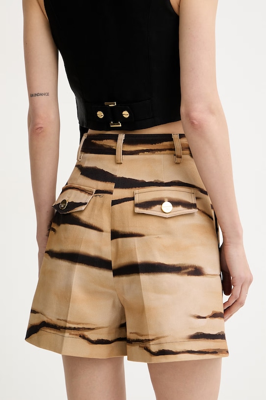 Ρούχα Elisabetta Franchi σορτς Γυναικεία βαμβακερά με ελαστάν SH01362E2 μπεζ