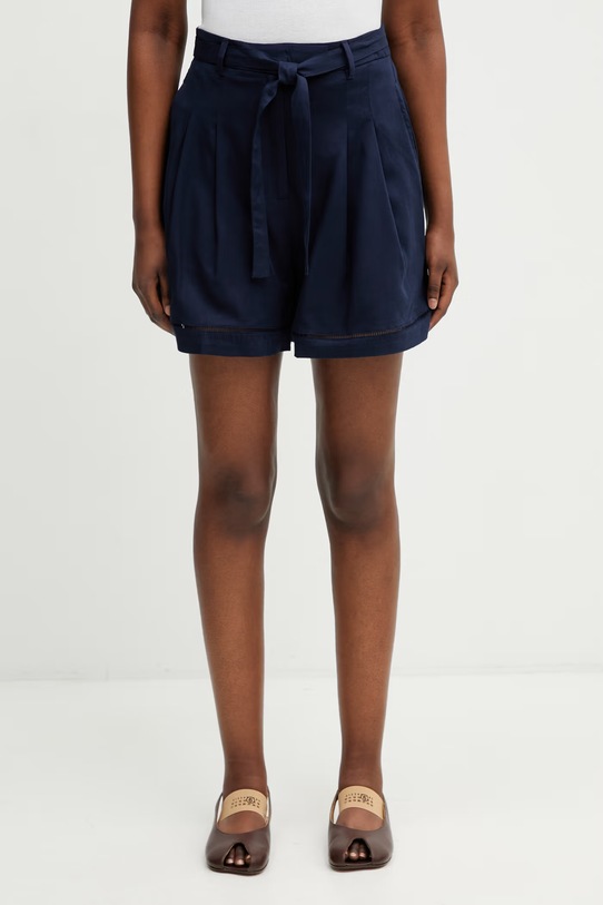 Lacoste szorty z lyocellem damskie granatowy FF1026