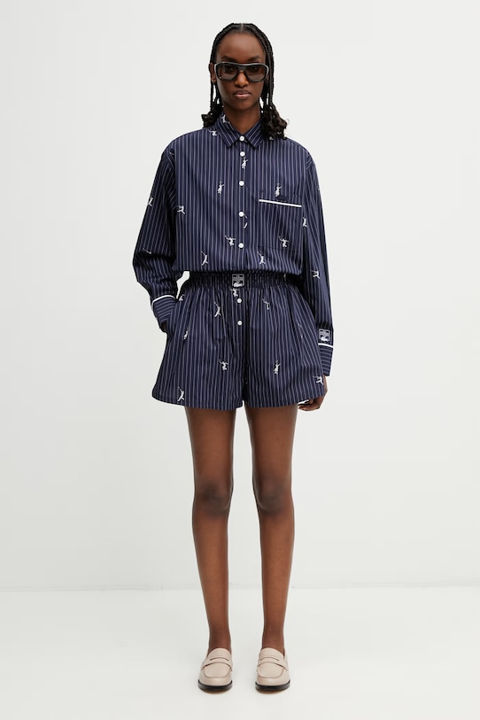 Lacoste szorty bawełniane damskie FF1034 granatowy