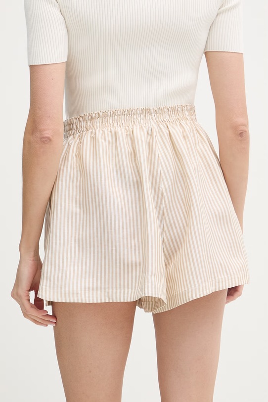 Odzież Lacoste szorty z lnem damskie FF1428 beżowy