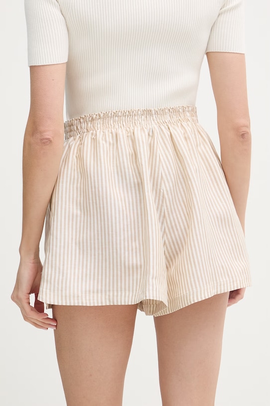 Odzież Lacoste szorty z lnem damskie FF1428 beżowy