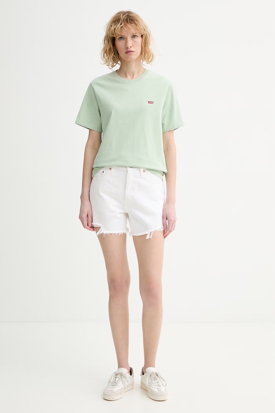 Levi's szorty jeansowe RIBCAGE A-LINE 005DS biały SS26