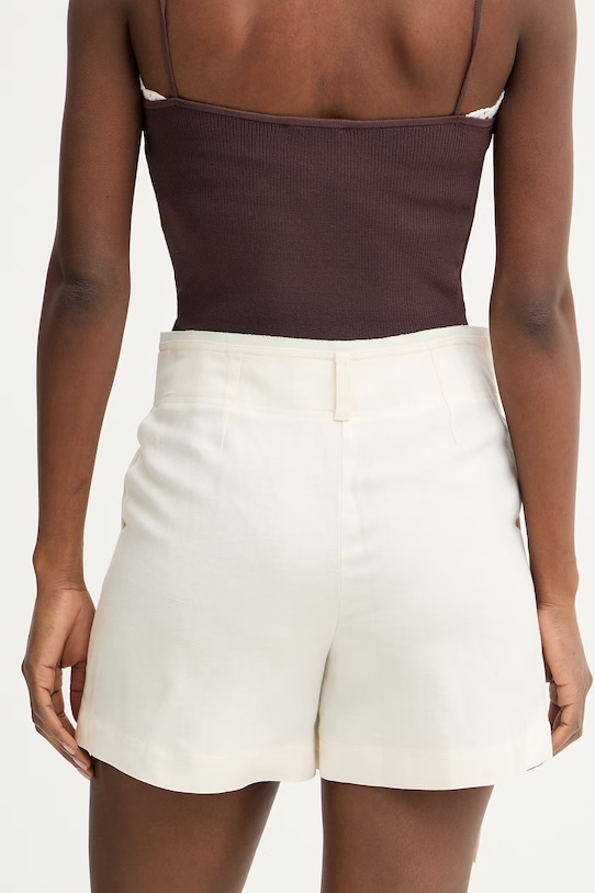 Odzież Patrizia Pepe szorty damskie z dodatkiem lnu 2P1760.A052 beżowy