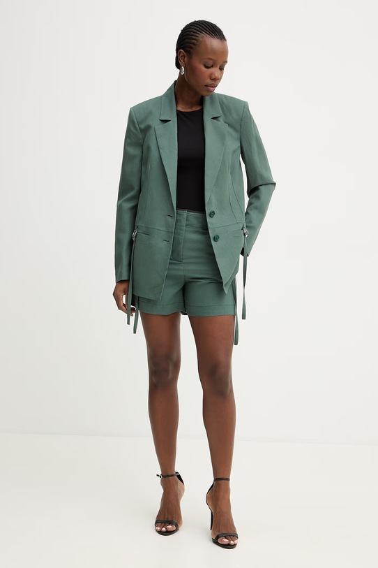 Patrizia Pepe szorty damskie z dodatkiem lnu 2P1760.A052 zielony SS26