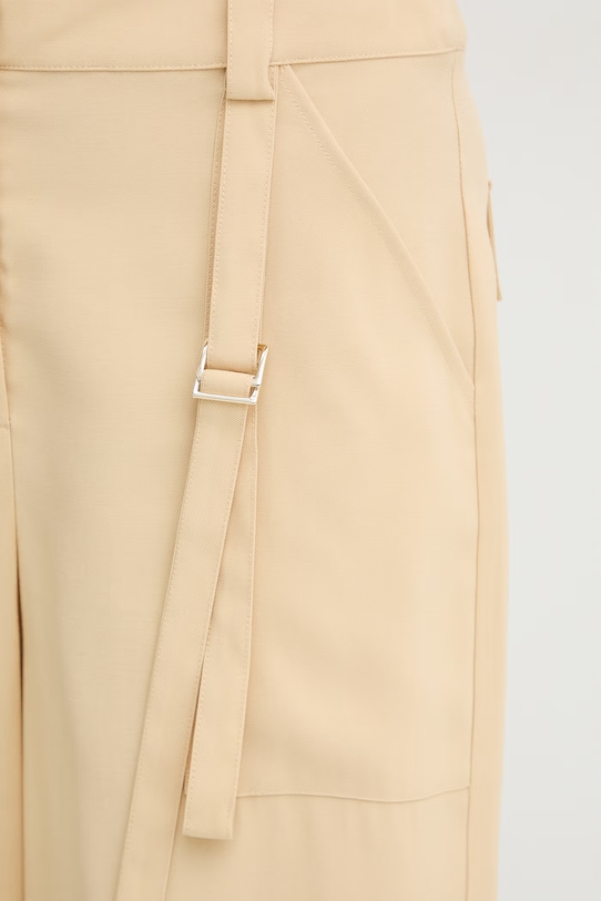 Patrizia Pepe szorty eleganckie damskie z wiskozy beżowy 2P1773.A573