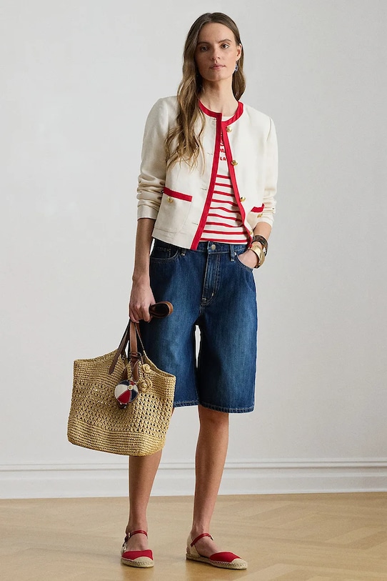 Odzież Lauren Ralph Lauren bermudy damskie jeansowe 200P13594 granatowy