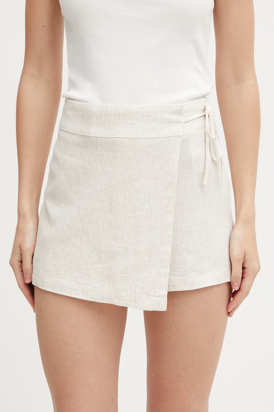 Tommy Jeans culottes dámske s ľanom béžová DW0DW22267