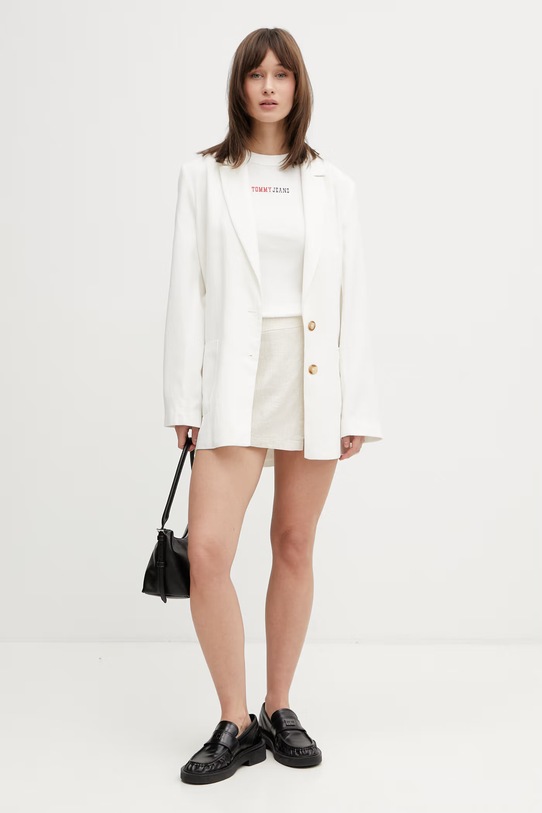 Tommy Jeans culottes dámske s ľanom DW0DW22267 béžová SS26