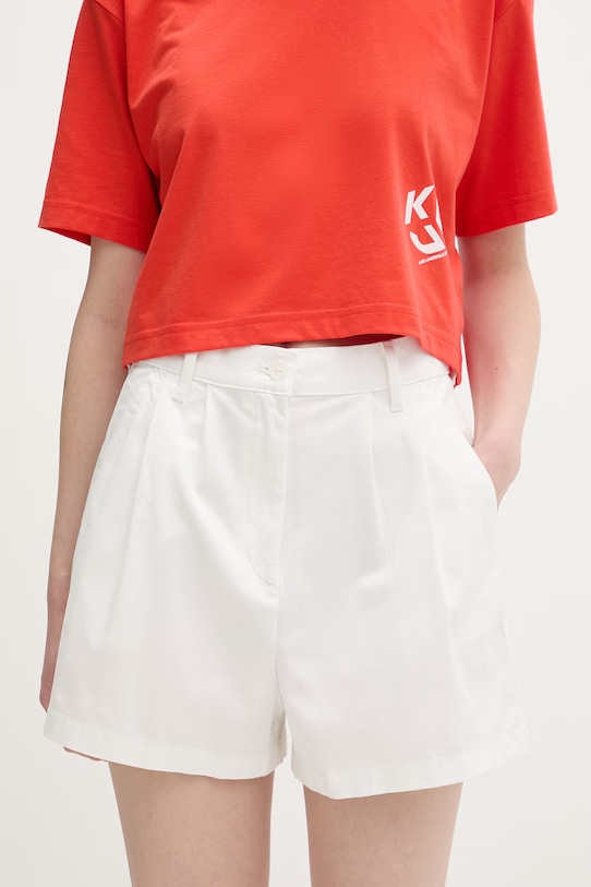 Tommy Jeans szorty damskie bawełniane z elastanem biały DW0DW23268