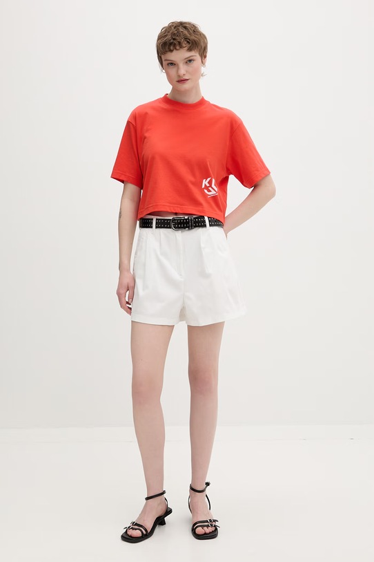 Tommy Jeans szorty damskie bawełniane z elastanem DW0DW23268 biały SS26