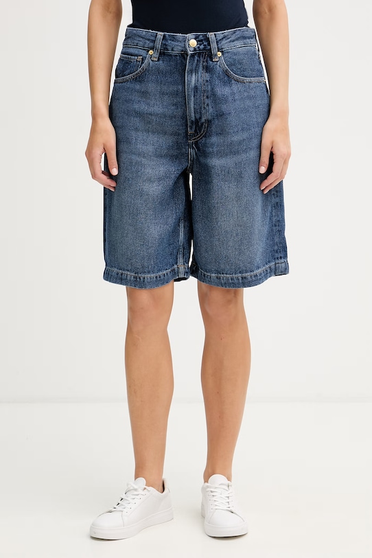 Tommy Hilfiger šortky dámske rifľové tmavomodrá WW0WW48597
