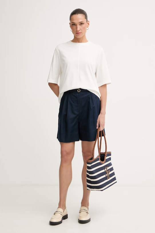 Tommy Hilfiger šortky dámské se lnem WW0WW49040 námořnická modř SS26