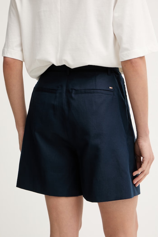Oblečení Tommy Hilfiger šortky dámské se lnem WW0WW49040 námořnická modř