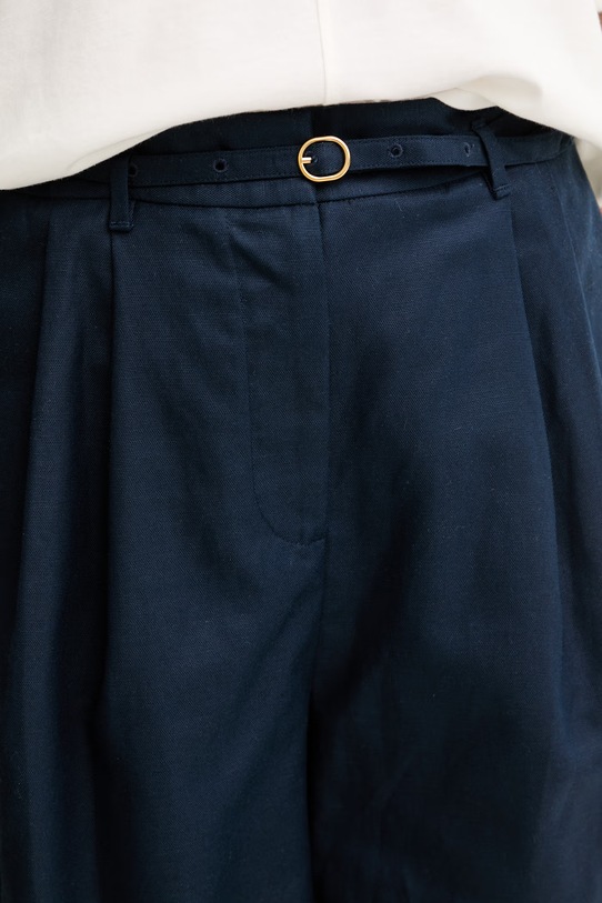 Tommy Hilfiger šortky dámské se lnem námořnická modř WW0WW49040