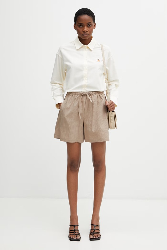 Maison Kitsuné szorty damskie z modalem QW01402WC5084 brązowy