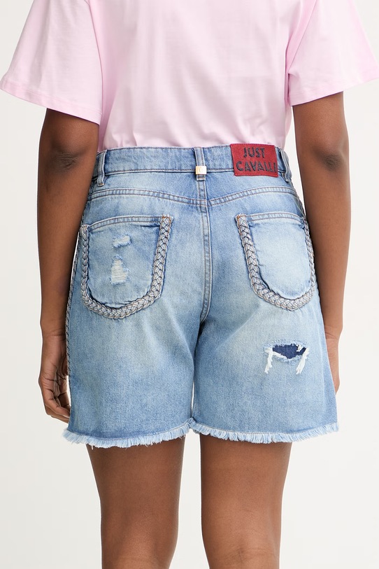 Odzież Just Cavalli szorty damskie jeansowe 80PAD5S5.CDWCD niebieski