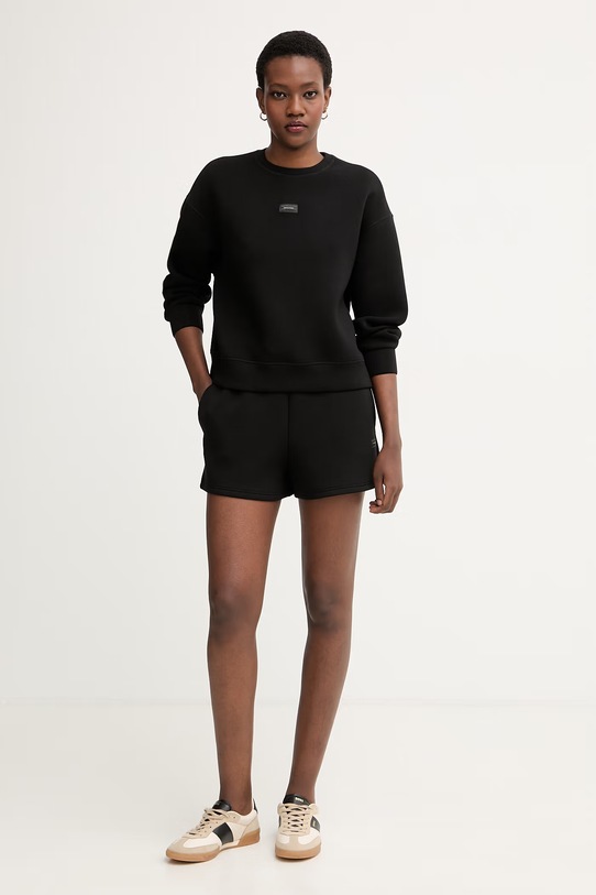 Armani Exchange kratke hlače ženske z viskozo XW002044.AF21290 črna SS26