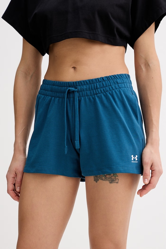 Under Armour szorty dresowe damskie bawełniane z elastanem Terry turkusowy 6011022