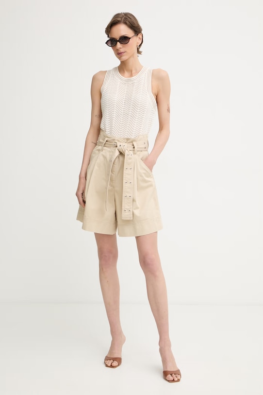 BOSS Orange šortky dámske bavlnené s elastanom C Tulina-D 50556394 béžová SS26