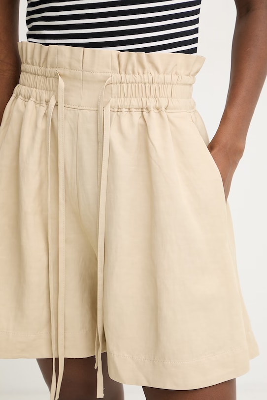 BOSS Orange šortky dámske s prímesou ľanu C Tacolina béžová 50561845