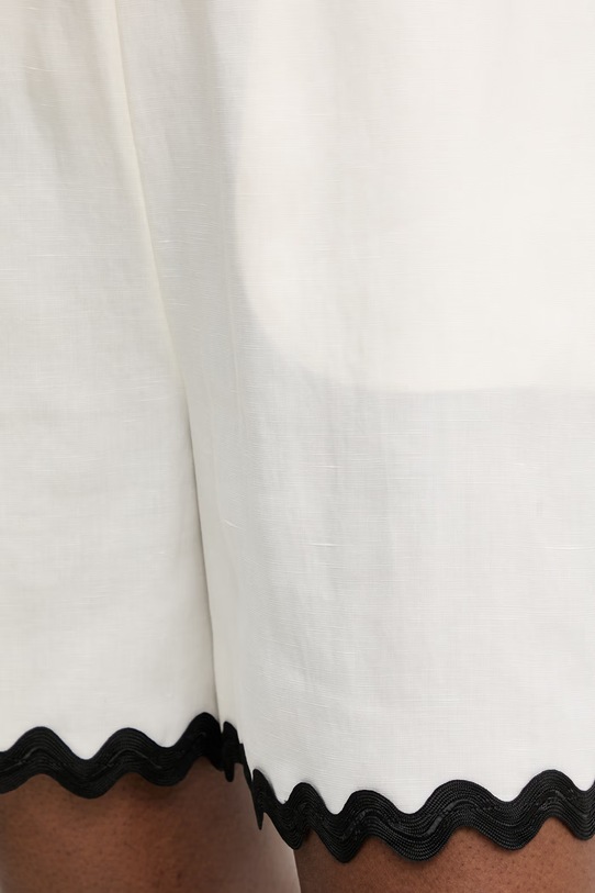 HUGO pantaloni scurți de damă cu amestec de in Haslala-1 bej 50557546