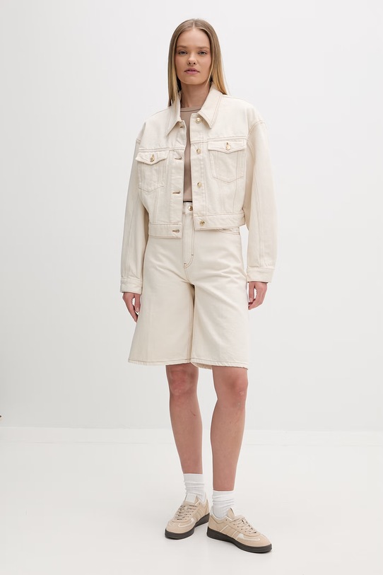 HUGO szorty damskie bawełniane Gelita_1 50557029 beżowy SS26