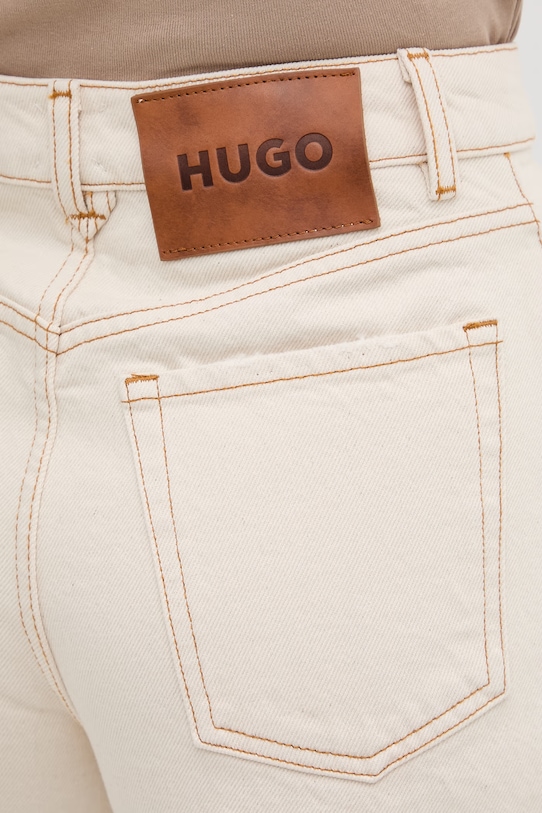 HUGO szorty damskie bawełniane Gelita_1 beżowy 50557029