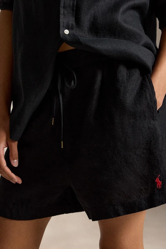 Polo Ralph Lauren LINEN-WVN-SHORTS szorty lniane damskie czarny 211A12950001