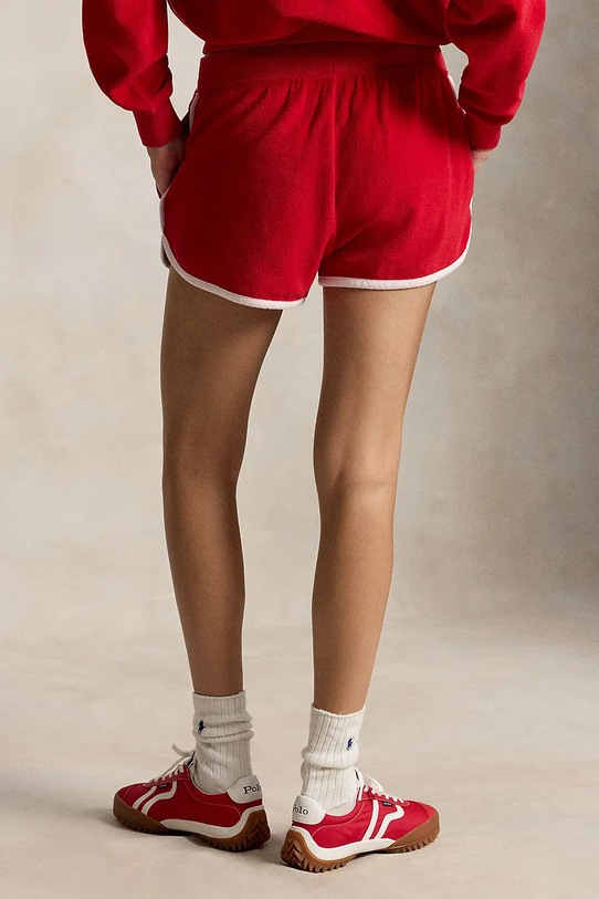Polo Ralph Lauren kratke hlače ženske bombažne LT WT COTTON TERRY-KNT-SHORTS 211A12956002 rdeča SS26