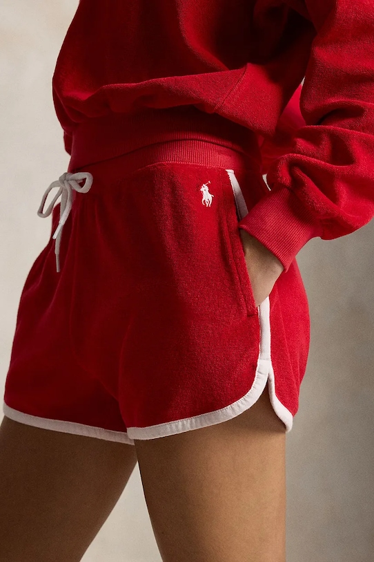 Polo Ralph Lauren kratke hlače ženske bombažne LT WT COTTON TERRY-KNT-SHORTS rdeča 211A12956002