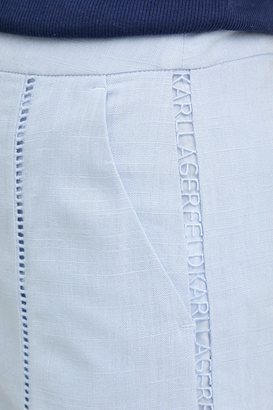 Karl Lagerfeld šortky dámské s příměsí lnu modrá B2W10022