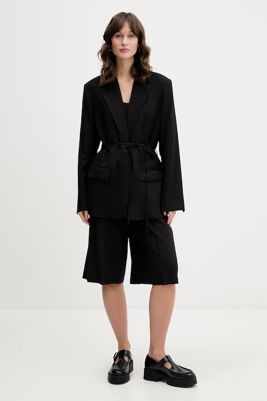 Šortky s prímesou ľanu Karl Lagerfeld Jeans B2W10057 čierna SS26