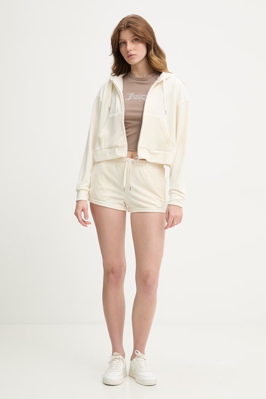 Juicy Couture szorty damskie welurowe TAMIA SHORTS JCWHS126305 beżowy SS26