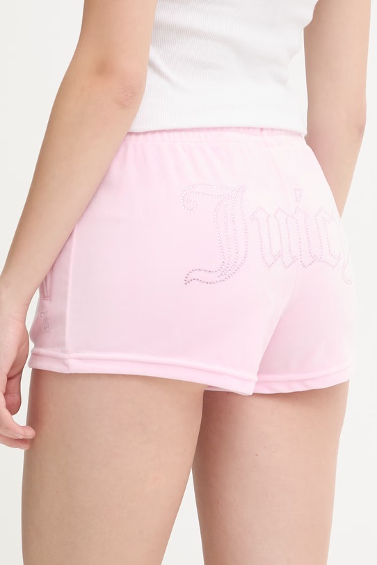 Juicy Couture szorty damskie welurowe TAMIA SHORTS różowy JCWHS126305