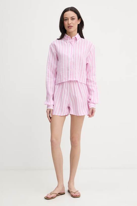 Paramidonna szorty damskie lniane Cora SS26CSPW.1 różowy SS26