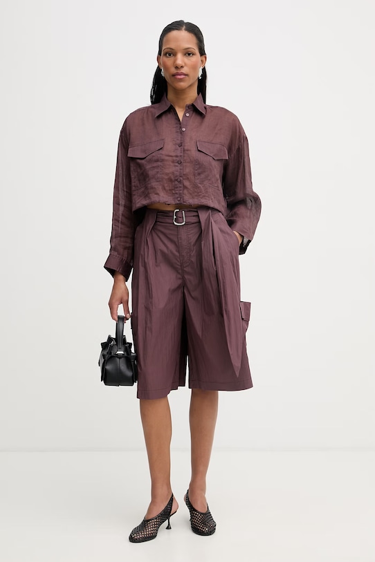 Isabelle Blanche bermudy damskie z bawełną IS26SS.P033.T002 brązowy SS26