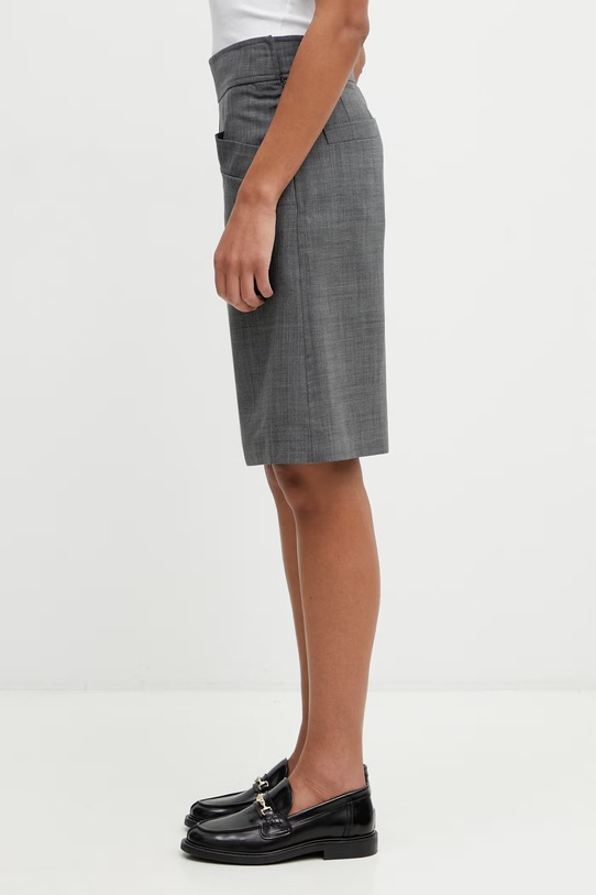 GANNI szorty eleganckie z wełną damskie A1110071 szary SS26