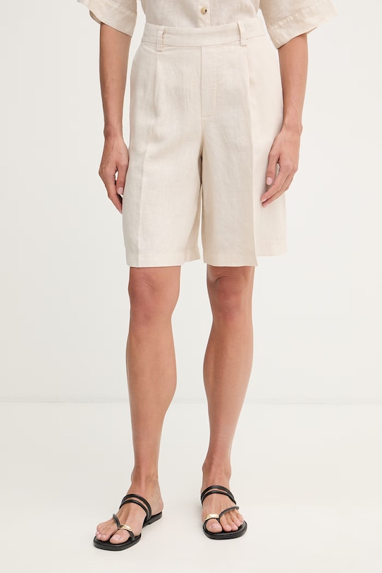 OUI szorty damskie lniane beżowy 97220