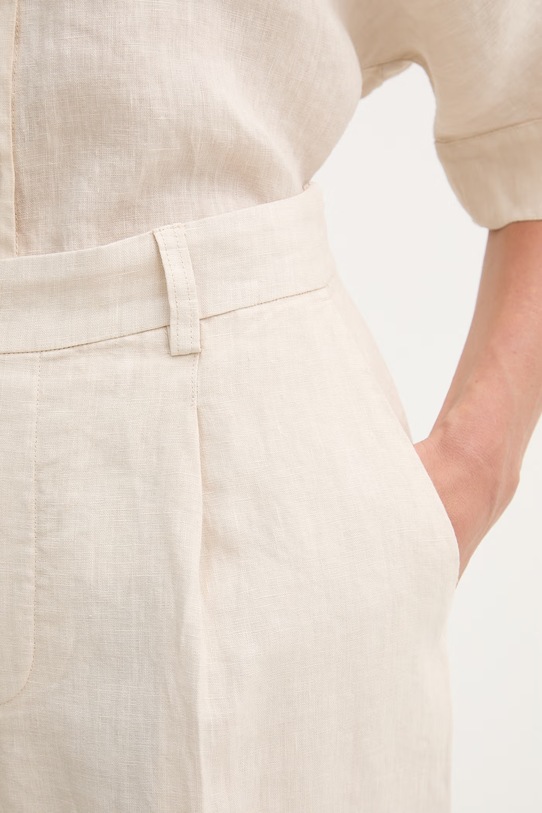 OUI szorty damskie lniane beżowy 97220