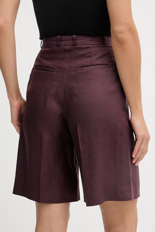Îmbrăcăminte Sisley pantaloni scurți de damă din in 4TTSL901Y burgundia