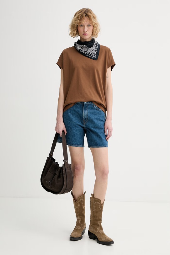 rag & bone szorty damskie bawełniane Kaia RJ4426S9RCO niebieski SS26