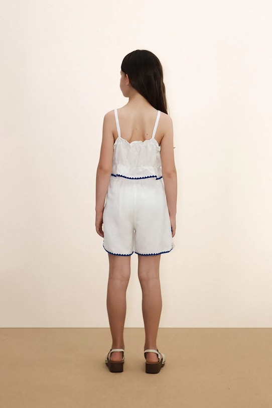 Tinycottons szorty z dodatkiem lnu dziecięce SWANS LINEN SHORTS SS26.231 biały