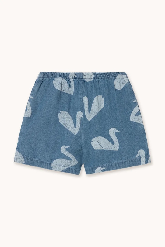 Dziewczynka Tinycottons szorty jeansowe dziecięce BIG SWANS SHORTS SS26.324 niebieski