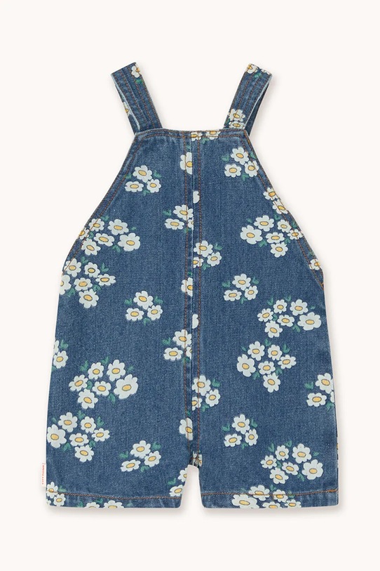 Tinycottons ogrodniczki jeansowe niemowlęce BLOSSOMS DENIM SHORT DUNGAREE SS26.336 niebieski SS26