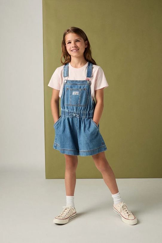 Levi's ogrodniczki dziecięce SHORTALL WITH TIE AT WAIST bawełna niebieski 4EP580