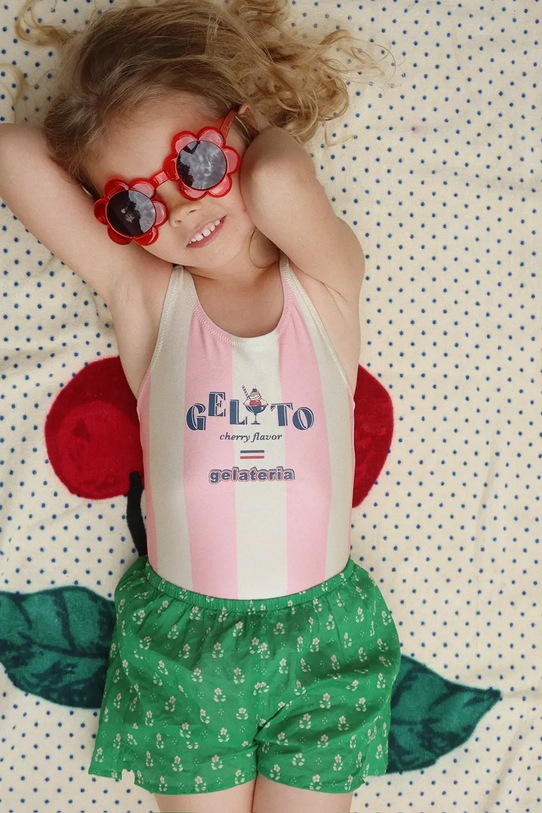 Konges Sløjd szorty bawełniane dziecięce CAMI SHORTS GOTS wzorzyste zielony KS104718.PPY2